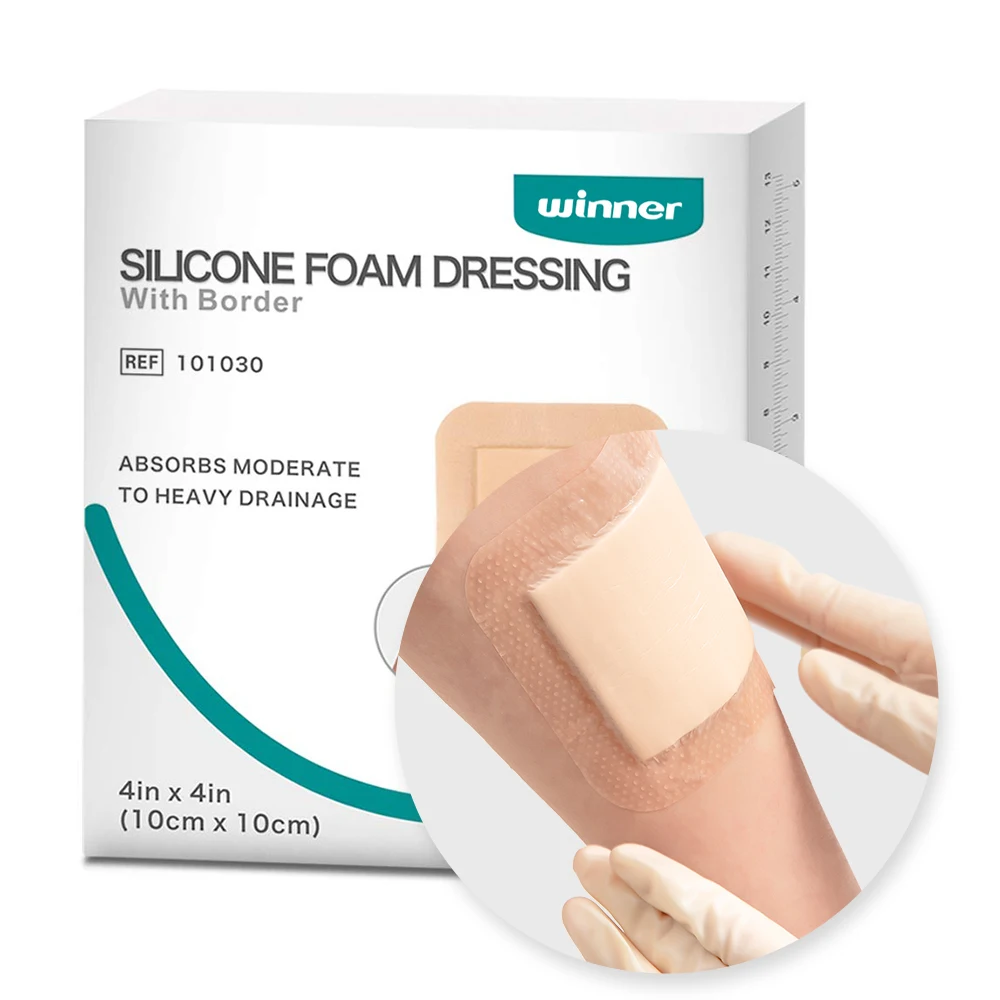 

2022 winner medical absorb waterproof silicone foam adhesive wound dressing