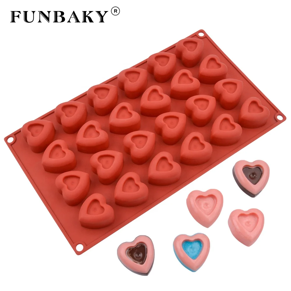 FUNBAKY Valentine ' s Day romantic unique heart shape 24 cavity chocolate silicone mold cake decorating tools baking kit candy, Customized color
FUNBAKY Valentine ' s Day romantic unique heart shape 24 cavity chocolate silicone mold cake decorating tools baking kit candy, Customized color