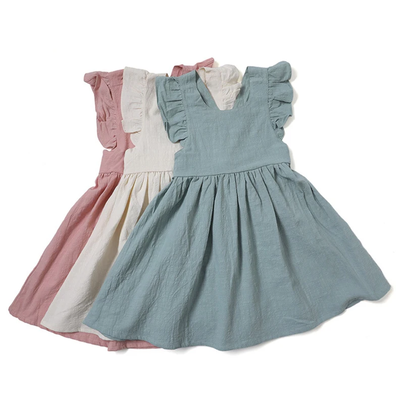 Summer clothes kids plain dress girls cotton linen ruffles sleeveless one-piece dress, 6 colors
Summer clothes kids plain dress girls cotton linen ruffles sleeveless one-piece dress, 6 colors