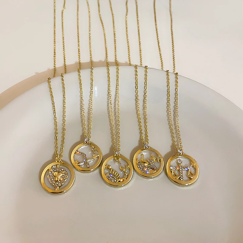 Light Luxury Fashion Personality Round Gold Plated Zodiac Twelve Necklace Women
Light Luxury Fashion Personality Round Gold Plated Zodiac Twelve Necklace Women