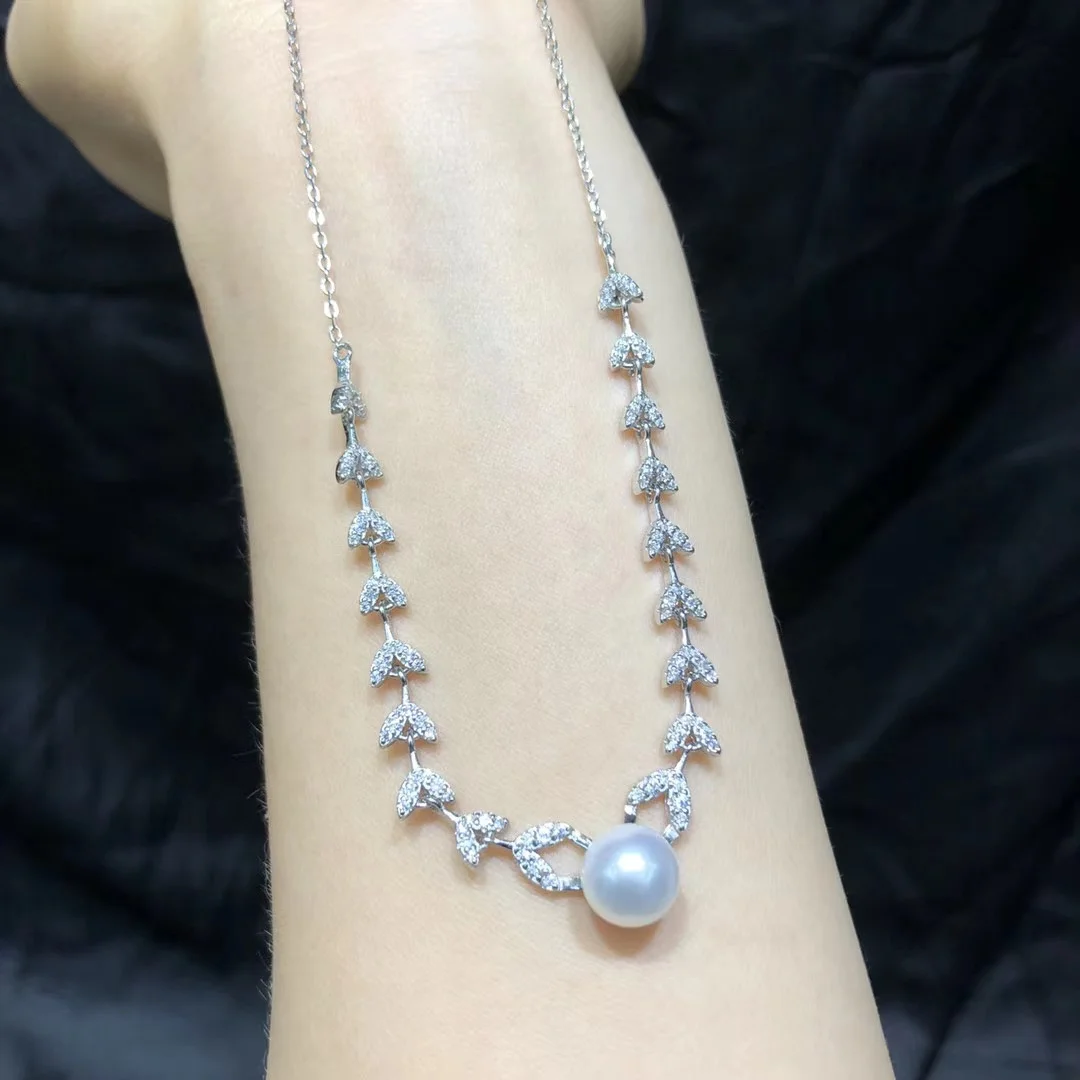 N008 8-11mm DIY Natural Freshwater pearl charm pendant necklace chain accessory 925 sterling silver jewelry for women
N008 8-11mm DIY Natural Freshwater pearl charm pendant necklace chain accessory 925 sterling silver jewelry for women