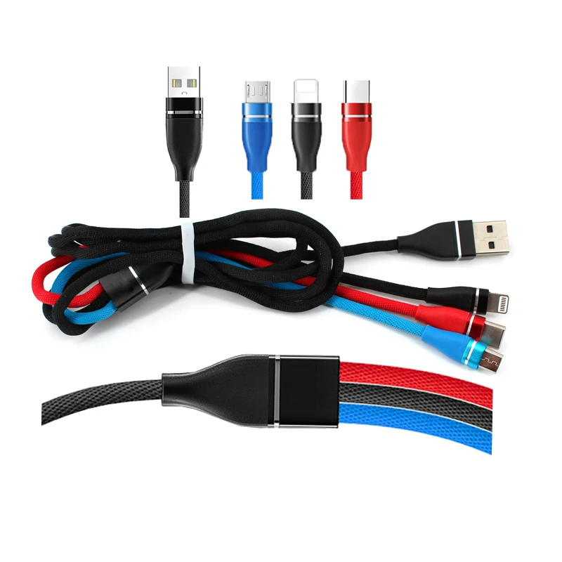 universal high quality custom 1.2m USB 2.0 connector fabric braided fast charging usb phone charger 3 in 1 cable, Black/triple colored
universal high quality custom 1.2m USB 2.0 connector fabric braided fast charging usb phone charger 3 in 1 cable, Black/triple colored