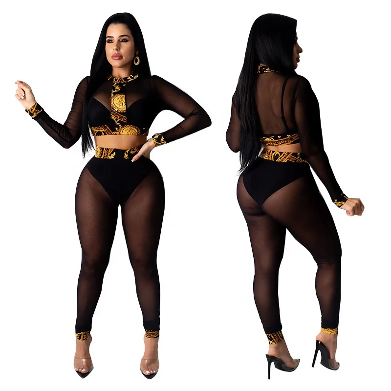 Ladies Tracksuit Outfits Long Sleeve Plus Size Women Clothing Vintage Sexy Mesh Print Tights See Through Two Piece Pants Set, Black
Ladies Tracksuit Outfits Long Sleeve Plus Size Women Clothing Vintage Sexy Mesh Print Tights See Through Two Piece Pants Set, Black