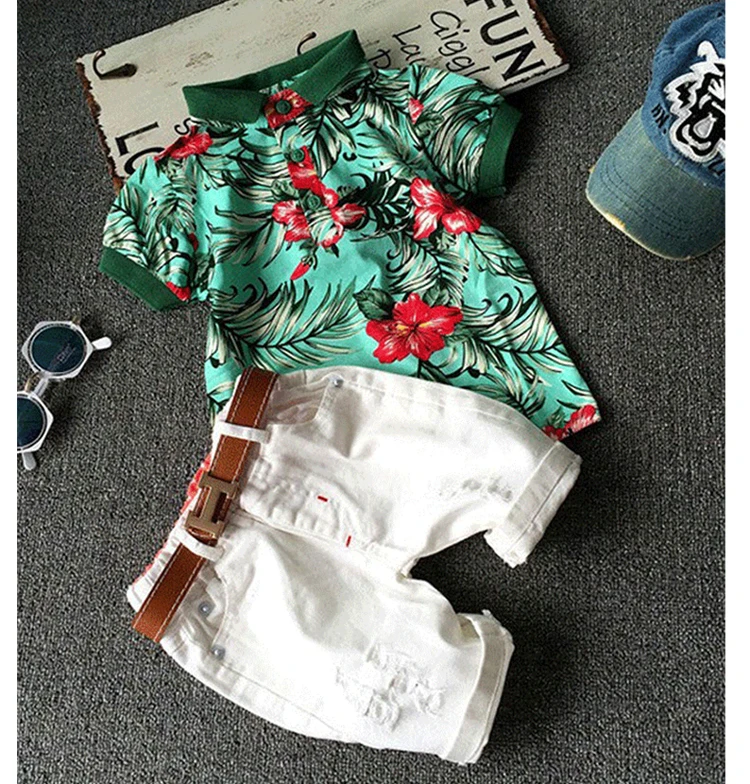 Summer Boys Clothing Sets 2 Piece Kids Clothes Sets Green Printing T shirt + White Shorts Casual Baby Boy Summer Wear with Belt
Summer Boys Clothing Sets 2 Piece Kids Clothes Sets Green Printing T shirt + White Shorts Casual Baby Boy Summer Wear with Belt