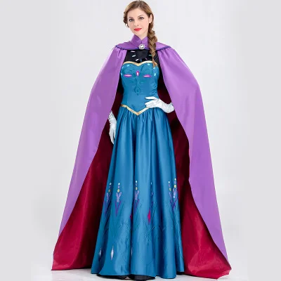 Новая мода Анна Эльза платье принцессы Королева Анна Костюм взрослых снег расти Принцесса Эльза косплэй костюм для женщин Хэллоуин