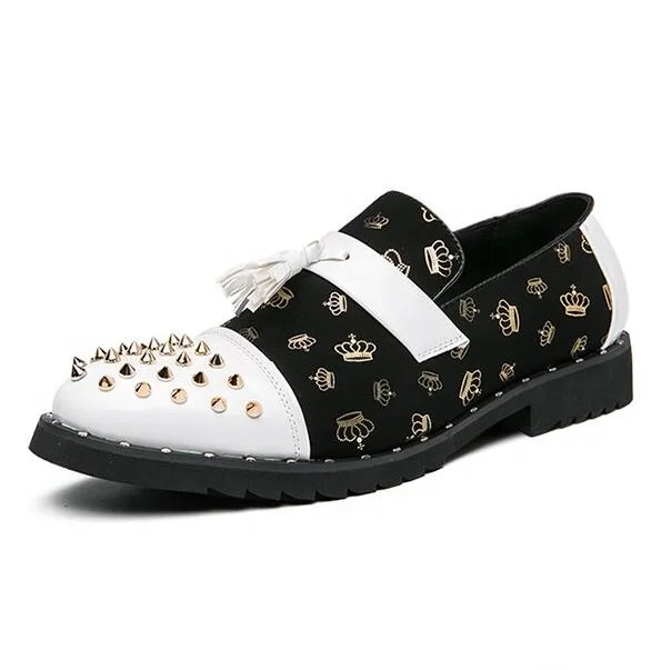 Fashion rivet men's leather shoes 2021 spring casual artificial leather shoes retro printing men's shoes non-slip wholesale, Black white
Fashion rivet men's leather shoes 2021 spring casual artificial leather shoes retro printing men's shoes non-slip wholesale, Black white