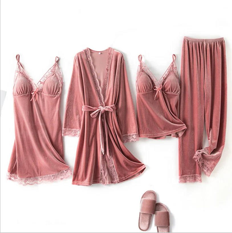 SFY-Y5 factory price autumn 4 pieces velvet sexy lace sling cami pajamas set sexy lingerie for women sleepwear
SFY-Y5 factory price autumn 4 pieces velvet sexy lace sling cami pajamas set sexy lingerie for women sleepwear