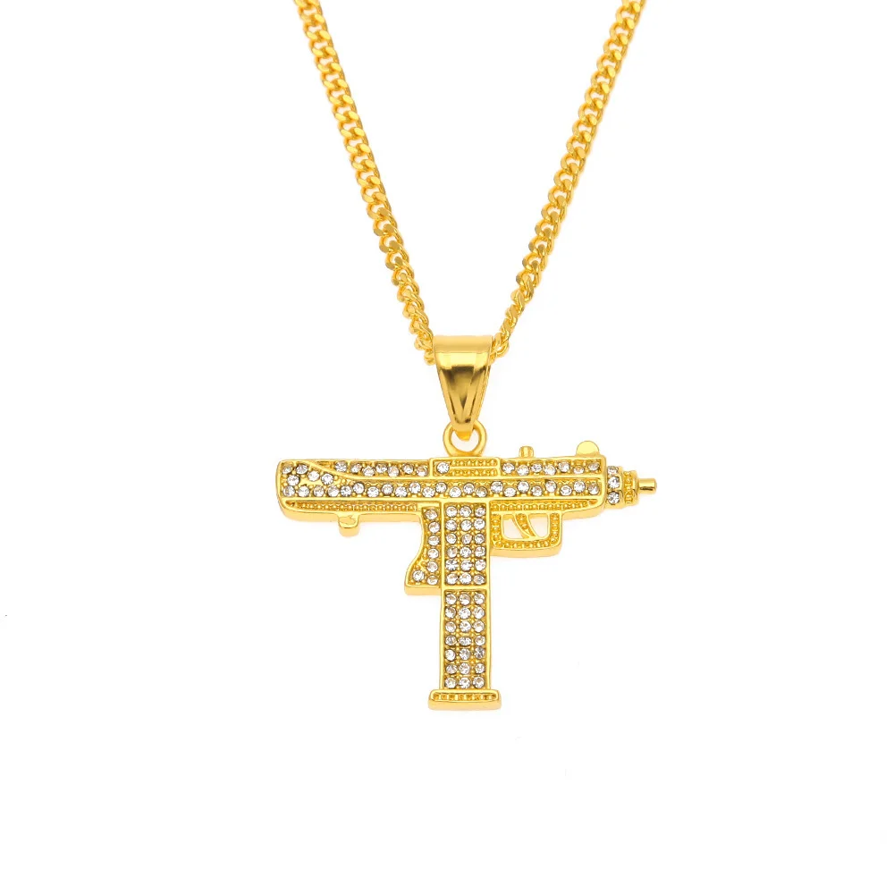 Mens Punk 18K Gold Jewelry Zircon Crystal Necklace Stainless Steel Gun Pendant Necklace, Can customize any color
Mens Punk 18K Gold Jewelry Zircon Crystal Necklace Stainless Steel Gun Pendant Necklace, Can customize any color
