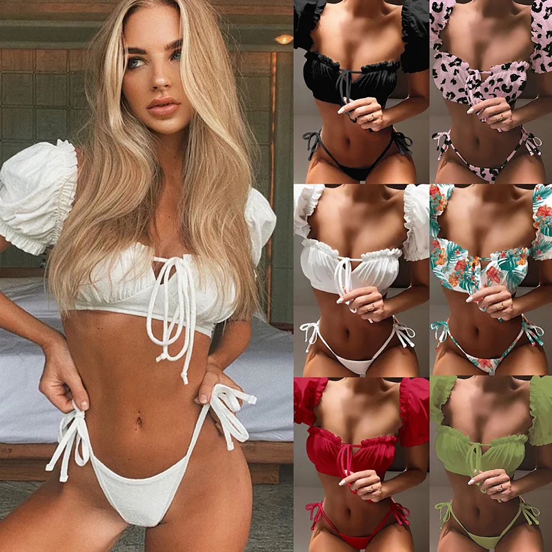 Puff Sleeve Bikini Solid Push-up Padded Bra Swimwear Women High Waisted Swimsuit Sexy Bikinis Beachwear Two Piece Swimsuit, As show
Puff Sleeve Bikini Solid Push-up Padded Bra Swimwear Women High Waisted Swimsuit Sexy Bikinis Beachwear Two Piece Swimsuit, As show