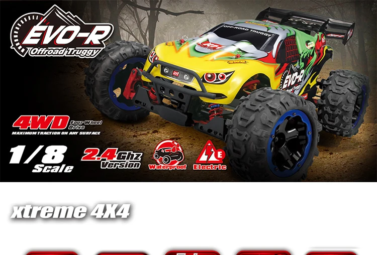 Rc Car 1/8 Body With Wheels Monster Truck 4Wd 1/8 Scale Electric 4Wd 2.4Ghz Off-Road Brush Rc Trucks Remo Hobby 8062 (1)