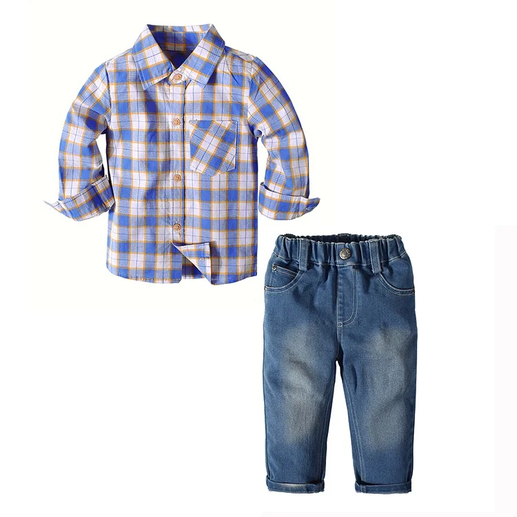 Children Attire Wholesale Fall 2 Piece Clothes Kids Check Shirt Jeans Casual Outfit Autumn Boy's Clothing Sets, Blue, red
Children Attire Wholesale Fall 2 Piece Clothes Kids Check Shirt Jeans Casual Outfit Autumn Boy's Clothing Sets, Blue, red