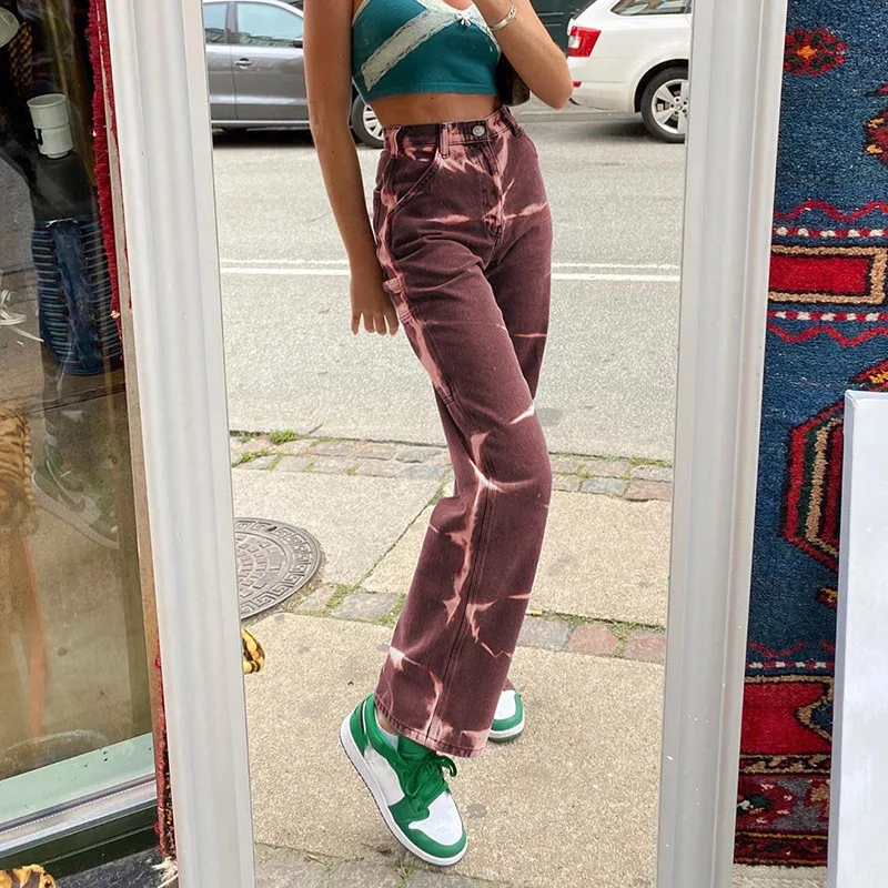 2021 New Women's Trousers Fashion Street Style Personality Tie-dye Drape Straight-leg Jeans Women High-waist Casual Trousers, Picture
2021 New Women's Trousers Fashion Street Style Personality Tie-dye Drape Straight-leg Jeans Women High-waist Casual Trousers, Picture