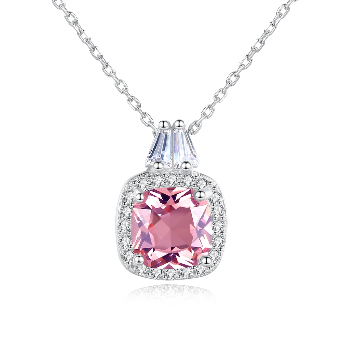 Women Pink Genuine 925 Sterling Silver Pendant Necklace Jewelry Radiant Cut Stone Silver Fine Jewelry Anniversary Gifts 
Women Pink Genuine 925 Sterling Silver Pendant Necklace Jewelry Radiant Cut Stone Silver Fine Jewelry Anniversary Gifts