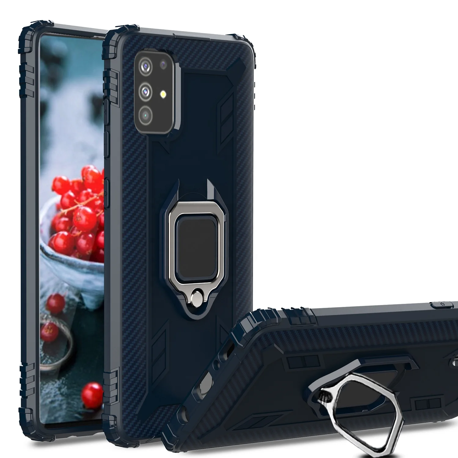 Shockproof Four Corner Airbag TPU 360 Ring Holder Back Cover Carbon Fiber Phone Case For Samsung galaxy A71, Multi-color, can be customized
Shockproof Four Corner Airbag TPU 360 Ring Holder Back Cover Carbon Fiber Phone Case For Samsung galaxy A71, Multi-color, can be customized