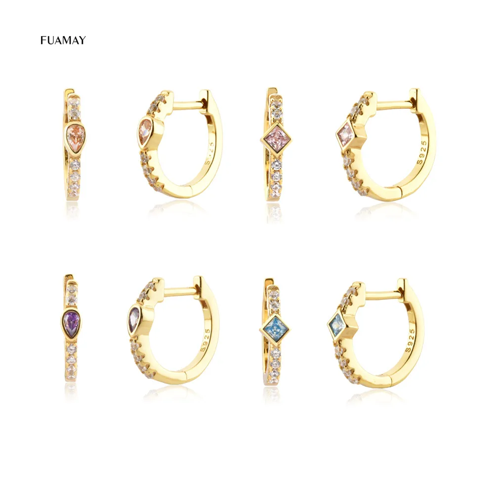 FUAMAY Small 9.5MM Huggie Earrings Gold Plated Silver Oval Aquamarine Hoop Earrings For Woman
FUAMAY Small 9.5MM Huggie Earrings Gold Plated Silver Oval Aquamarine Hoop Earrings For Woman