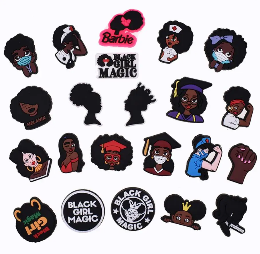 PVC Black Girl Magic Shoe Charms for Croc Pins Accessories Charms Shoes Decorations, Picture
PVC Black Girl Magic Shoe Charms for Croc Pins Accessories Charms Shoes Decorations, Picture