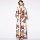 2019 custom design womens maxi dress floral printed long sleeve women dresses