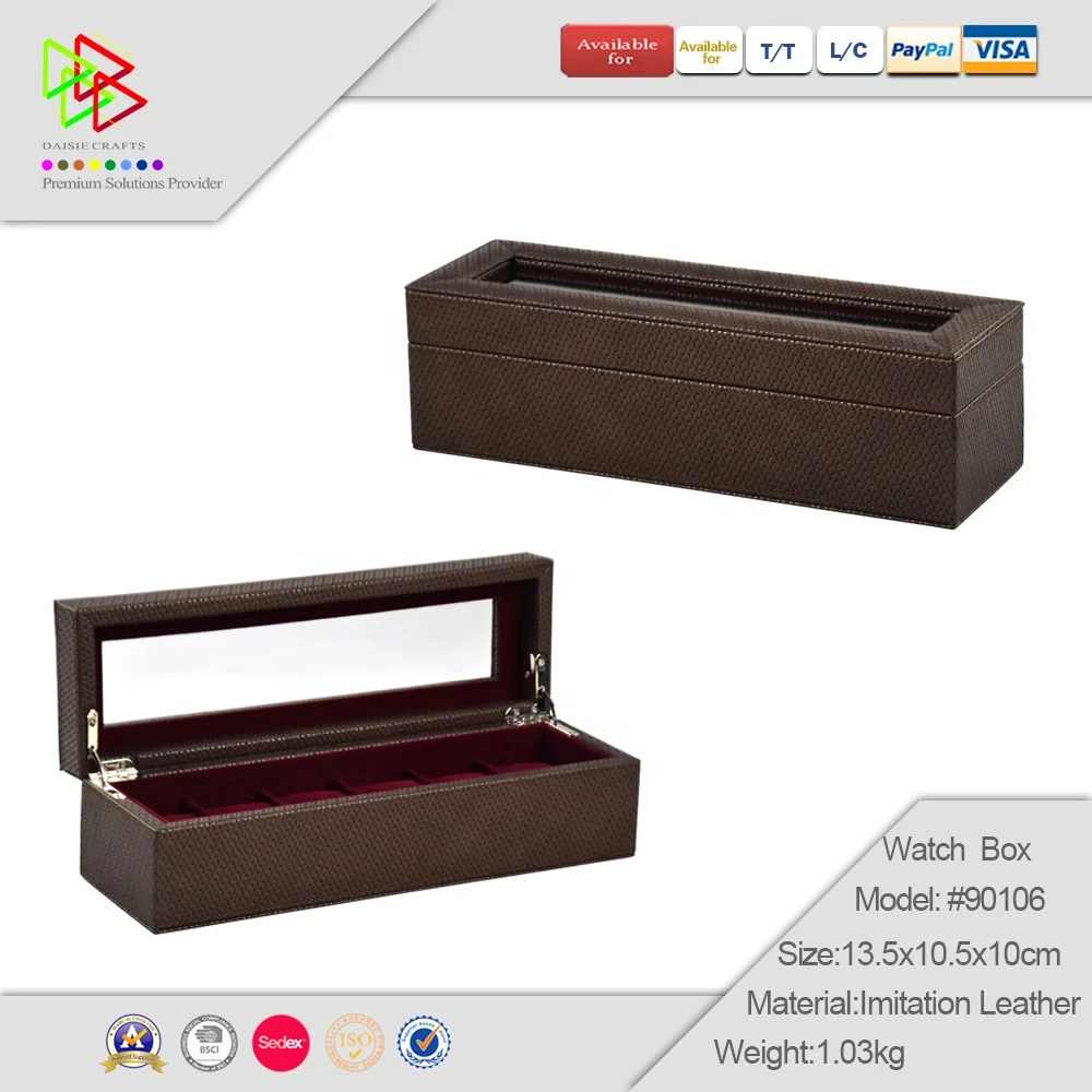 6 slot watch box pu leather watch carrying case personalized