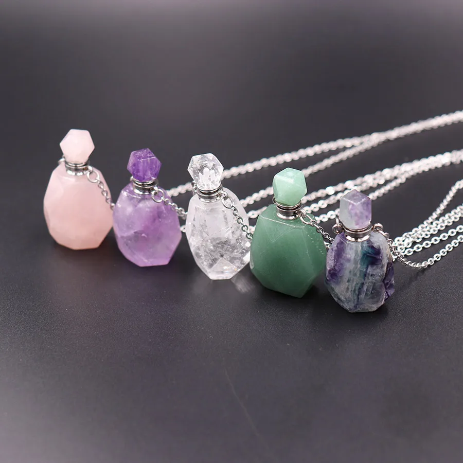 Luxury Natural Stone Crystal Necklace Perfume Bottle Stainless Steel Chain Necklaces Bottle Stone Crystal Necklace
Luxury Natural Stone Crystal Necklace Perfume Bottle Stainless Steel Chain Necklaces Bottle Stone Crystal Necklace