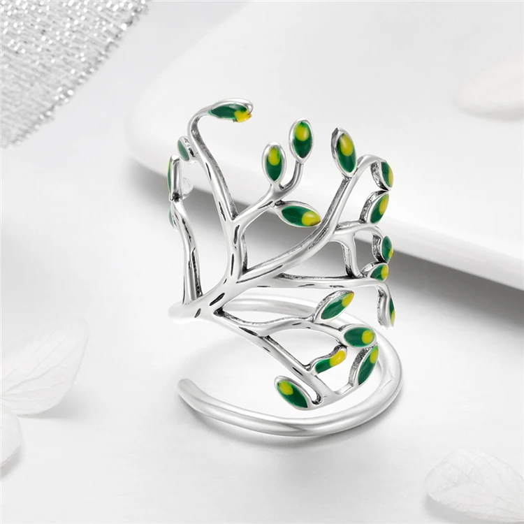 Tree of Life Green Tree Leaves Adjustable Finger Rings 925 Sterling Silver Wedding Engagement Fashion Rings Jewelry Gifts Girl
Tree of Life Green Tree Leaves Adjustable Finger Rings 925 Sterling Silver Wedding Engagement Fashion Rings Jewelry Gifts Girl