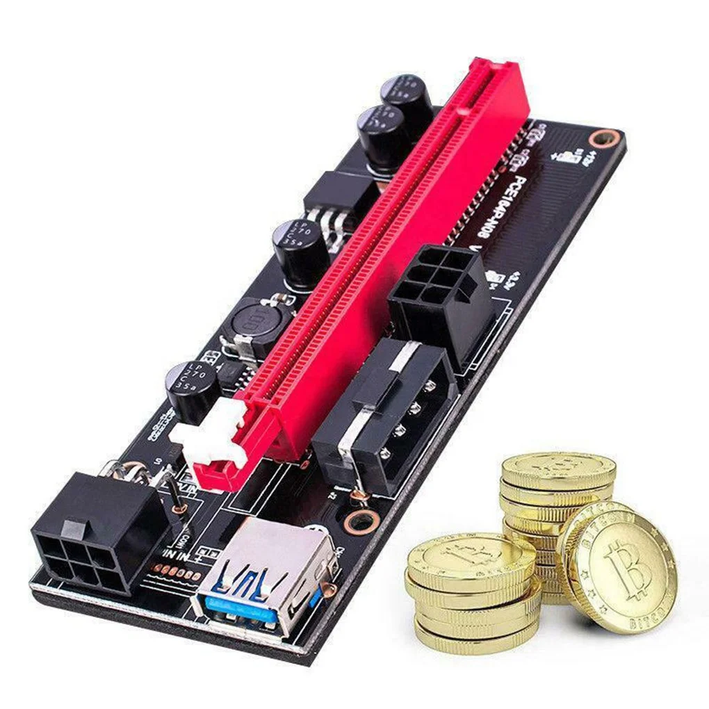 

New PCI-E pcie Riser 009 Express 1X to 16x Extender 60CM PCI E USB Riser 009S Dual 6Pin Adapter Card SATA 15pin for BTC Miner