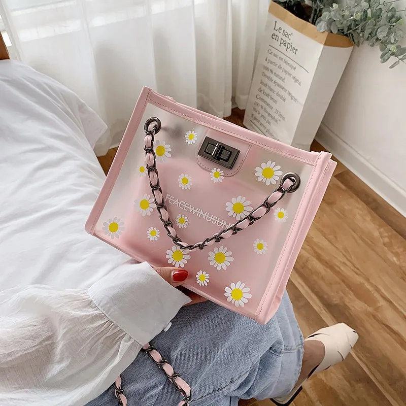Wholesale chain transparent PVC women's handbag handbag beach bag women's shoulder bag
Wholesale chain transparent PVC women's handbag handbag beach bag women's shoulder bag