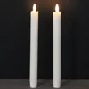 Home Decoration 2x25cm Pillar Flickering Warm White Ivory Birthday Party Decorations Led Wax Flameless Wedding Taper Candle