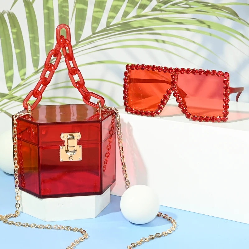 Fashion women acrylic clear purses and shade sunglasses sets sun glasses with rhinestones
Fashion women acrylic clear purses and shade sunglasses sets sun glasses with rhinestones