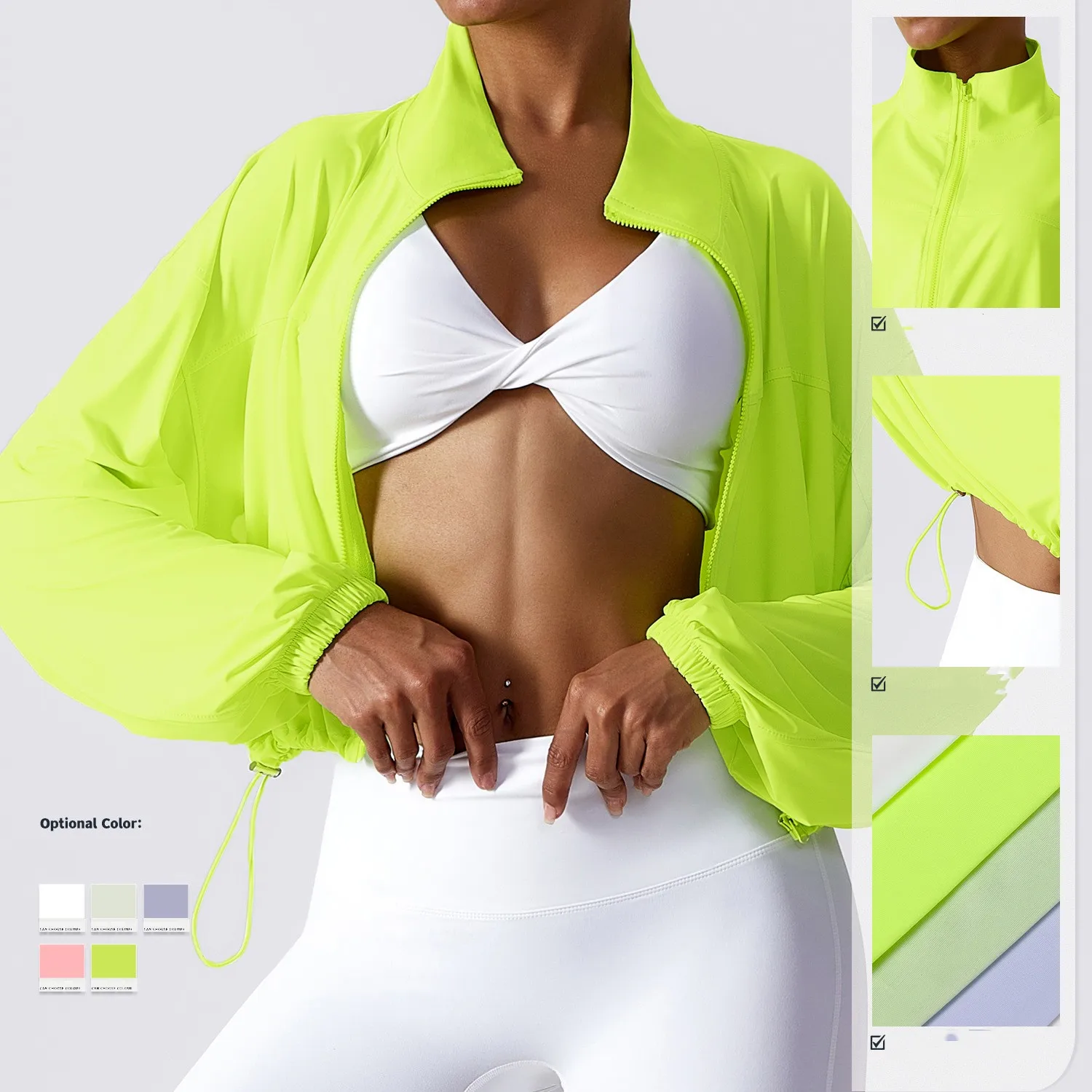 RTS Quick drying fitness sunscreen suit with zipper stand collar loose fitting sports ice silk sunscreen jacket
RTS Quick drying fitness sunscreen suit with zipper stand collar loose fitting sports ice silk sunscreen jacket
