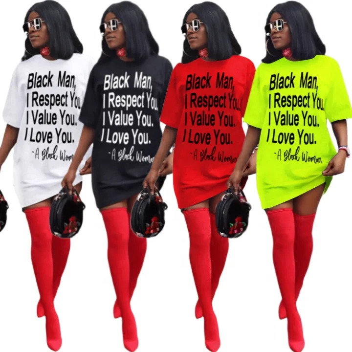 Respect human rights short sleeves ladies letter printing shirt dress oversized long T-shirt dress women
Respect human rights short sleeves ladies letter printing shirt dress oversized long T-shirt dress women