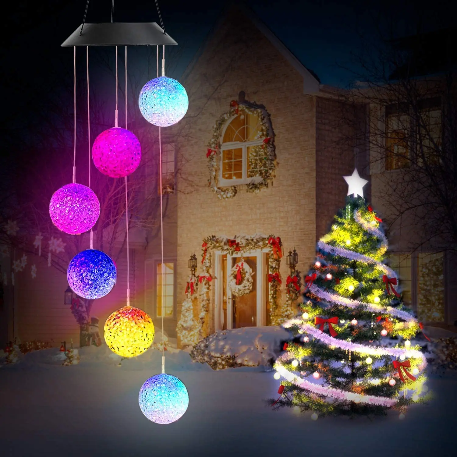Outdoor garden light Solar Powered Waterproof hanging wind chime Yard Lawn Decor for Christmas
Outdoor garden light Solar Powered Waterproof hanging wind chime Yard Lawn Decor for Christmas