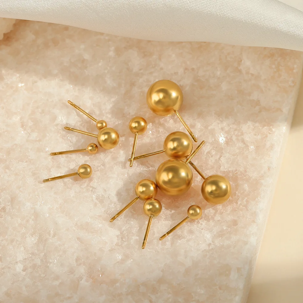 3/4/5/6MM Minimalist Wholesale 18k Pvd Gold Stainless Steel Bean Ball Stud Earrings Women Fashion Geometric Earrings Jewelry
3/4/5/6MM Minimalist Wholesale 18k Pvd Gold Stainless Steel Bean Ball Stud Earrings Women Fashion Geometric Earrings Jewelry