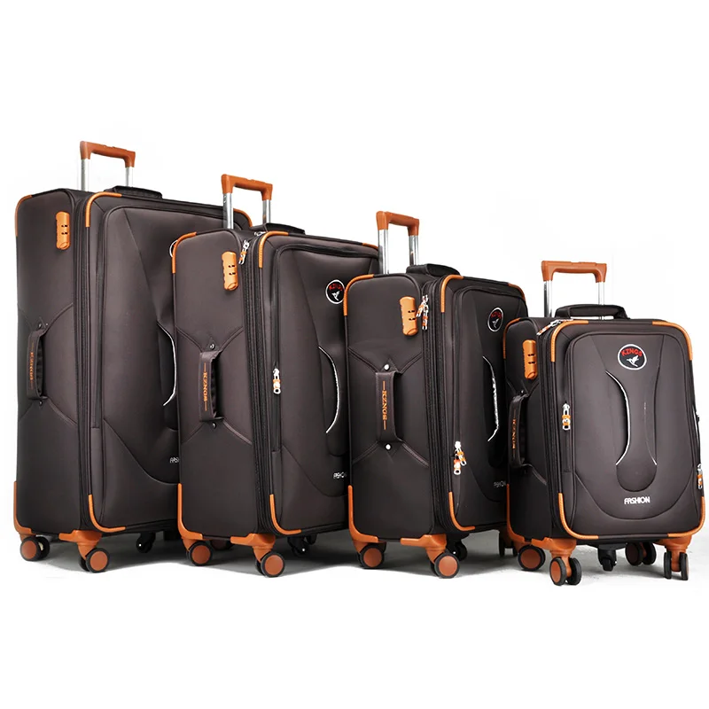 

2020 new wholesale soft waterproof nylon fabric suitcases eminent urban royal best travel trolley bag carry-on luggage, Red,orange,brown or customized