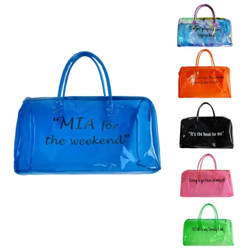 Eco-friendly Custom Print phrase Transparent Clear Waterproof holographic womens duffle bag sports Spend a Night Bag
Eco-friendly Custom Print phrase Transparent Clear Waterproof holographic womens duffle bag sports Spend a Night Bag