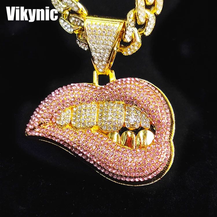 Iced Out Hip Hop Jewelry Necklace Bling Cubic Zirconia Lip Big Teeth Mouth Charms Chain Punk Wholesale
Iced Out Hip Hop Jewelry Necklace Bling Cubic Zirconia Lip Big Teeth Mouth Charms Chain Punk Wholesale