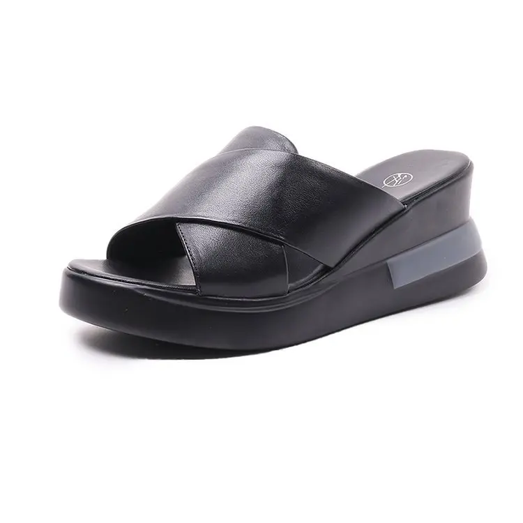 Spot New Fashion Sponge Cake Sole Thick Bottom Women Wedge Sandals And Slippers, Black and beige
Spot New Fashion Sponge Cake Sole Thick Bottom Women Wedge Sandals And Slippers, Black and beige