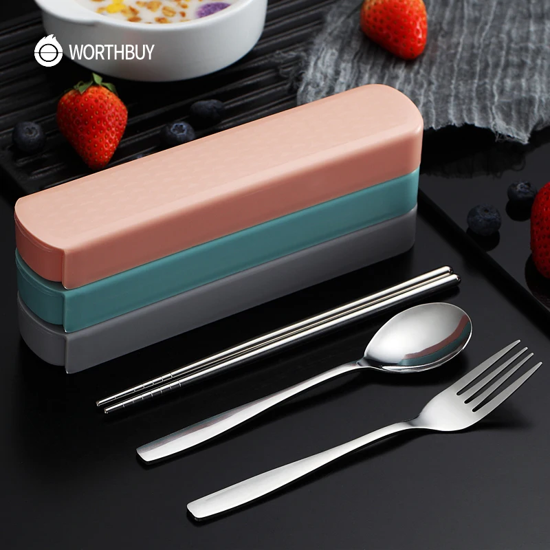 Portable Travel Tableware Set Stainless Steel Dinnerware With Box Kitchen Fork Spoon Dinner Set For Kid School Cutlery, Pink,blue,green,black,gray
Portable Travel Tableware Set Stainless Steel Dinnerware With Box Kitchen Fork Spoon Dinner Set For Kid School Cutlery, Pink,blue,green,black,gray