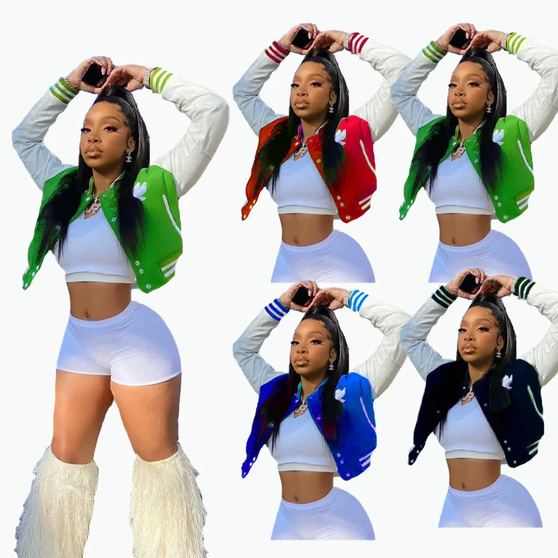 Fashion Cardigan Baseball Top Coat For Women Fall Casual Patchwork Sportswear Women Jackets And Coats 2021, Picture color
Fashion Cardigan Baseball Top Coat For Women Fall Casual Patchwork Sportswear Women Jackets And Coats 2021, Picture color