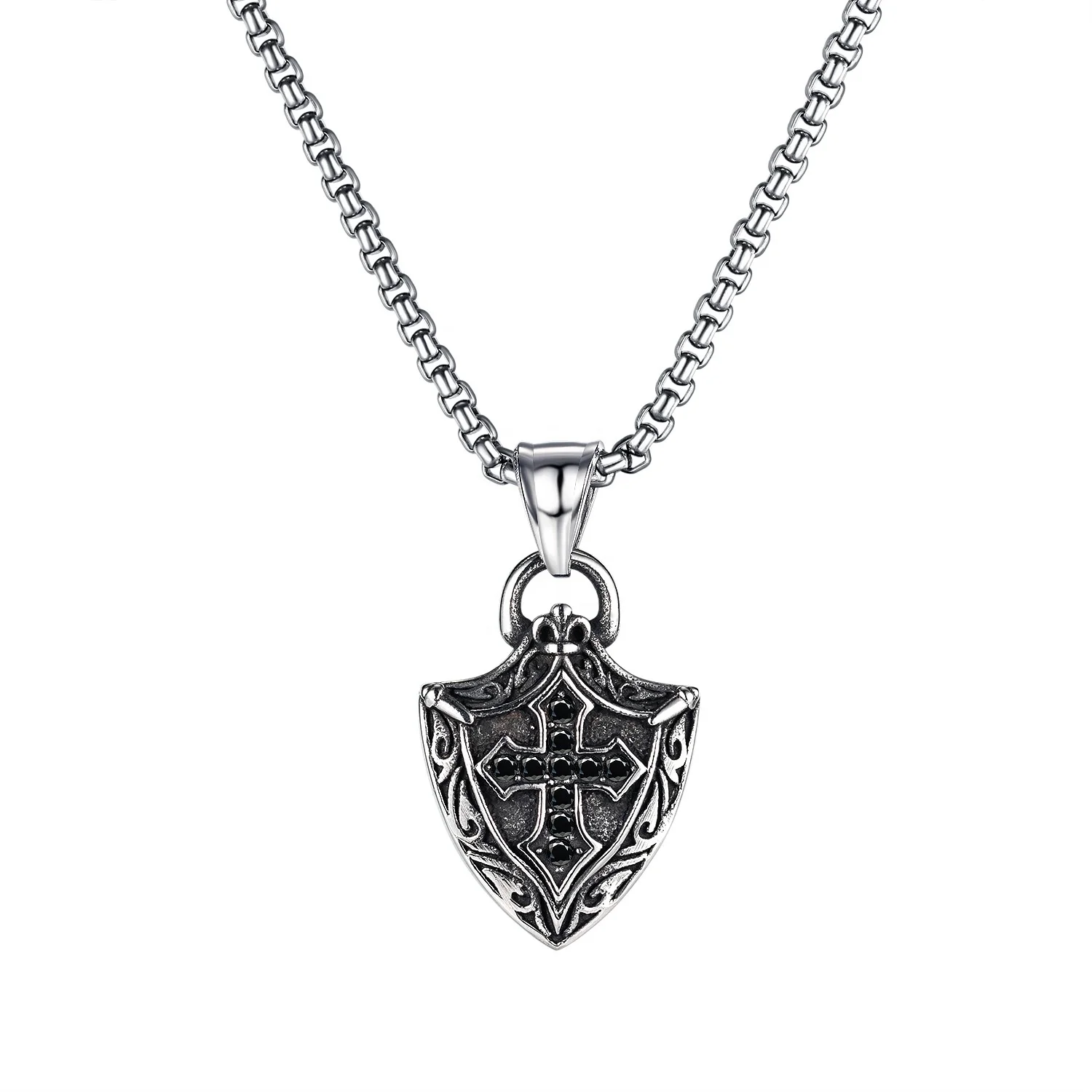 Free Shipping Men Jewelry 316L Stainless Steel Cross Viking Shield Necklace, White 
Free Shipping Men Jewelry 316L Stainless Steel Cross Viking Shield Necklace, White