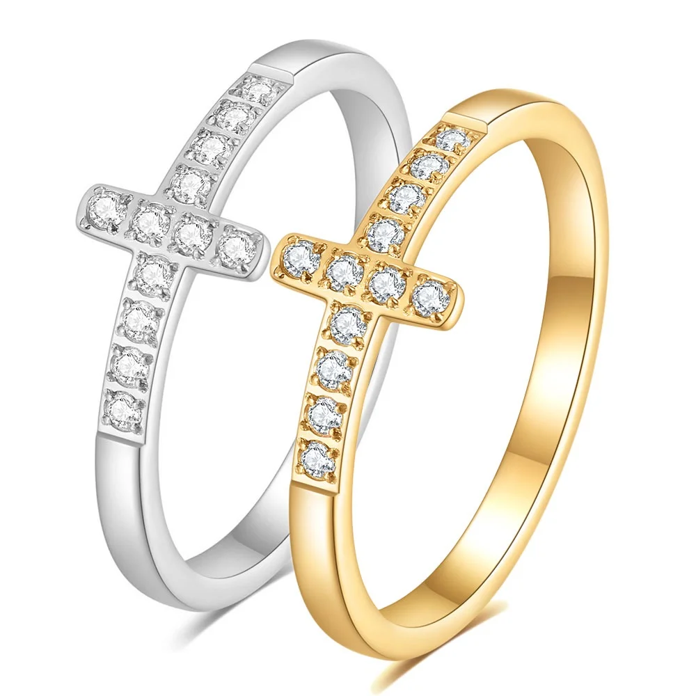 Fashion 316L Stainless steel Channel CZ Zircon Cross Ring With Bright Elegant Crystal Engagement Rings for Women Girls Jewelry
Fashion 316L Stainless steel Channel CZ Zircon Cross Ring With Bright Elegant Crystal Engagement Rings for Women Girls Jewelry