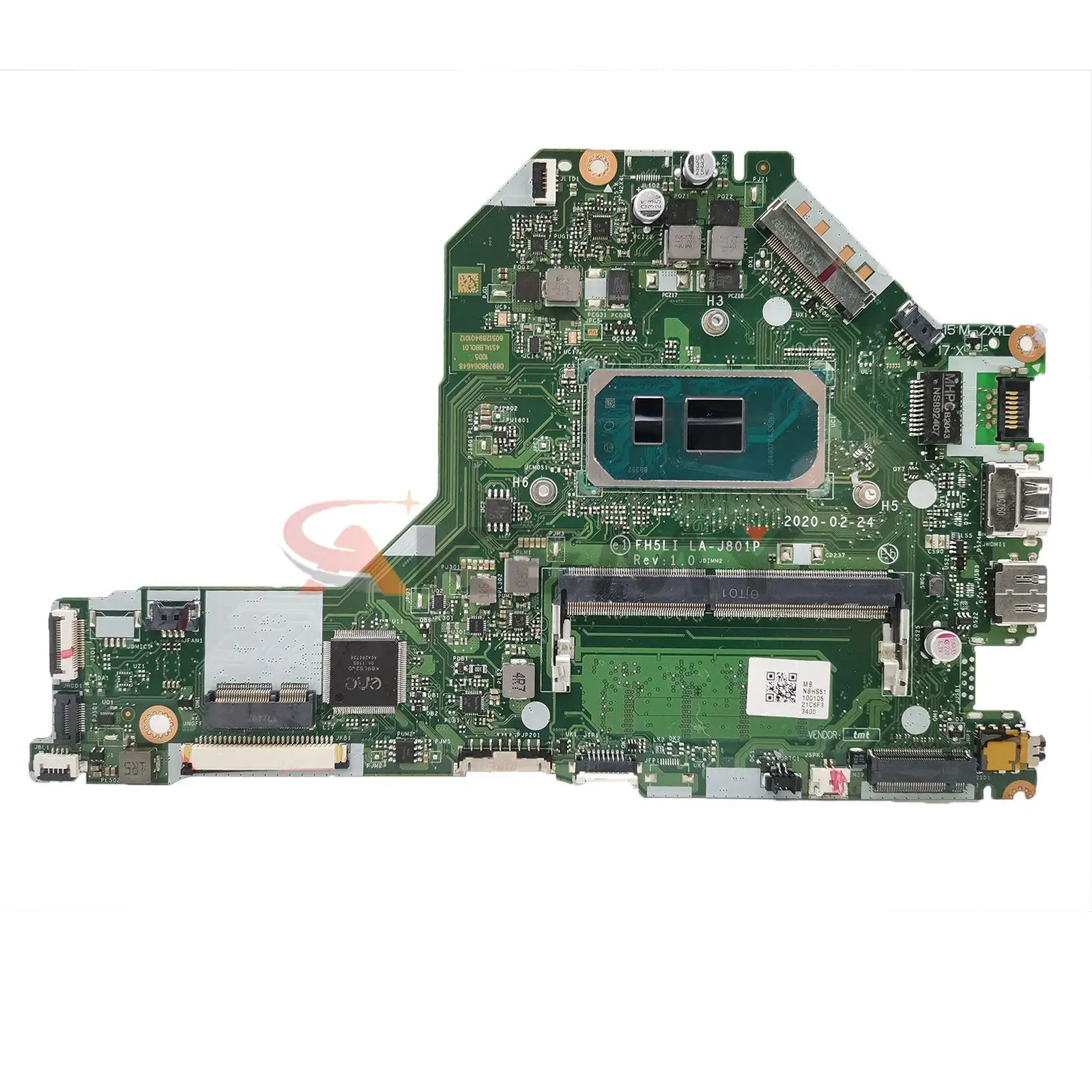 

FH5LI LA-J801P For ACER Aspire A315-56 Laptop Motherboard With CPU:I3-1005G1 I5-1035G1 I7-1065G7 RAM:4G DDR4 100% Tested