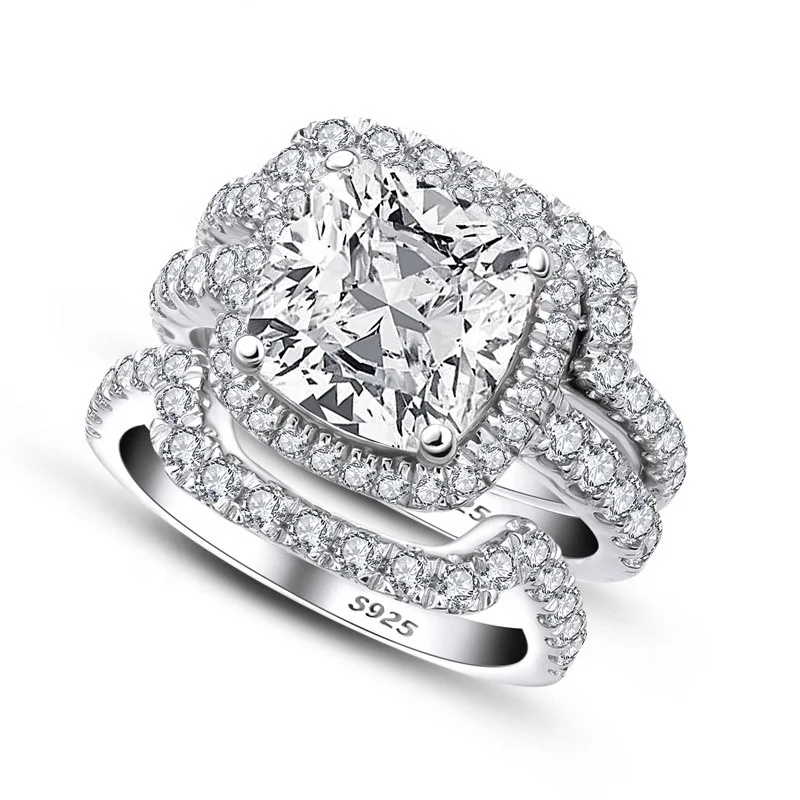 925 Sterling Silver Jewelry 9mm Cushion Cut CZ Diamond Wedding Band Ring 3 Set for Bride
925 Sterling Silver Jewelry 9mm Cushion Cut CZ Diamond Wedding Band Ring 3 Set for Bride