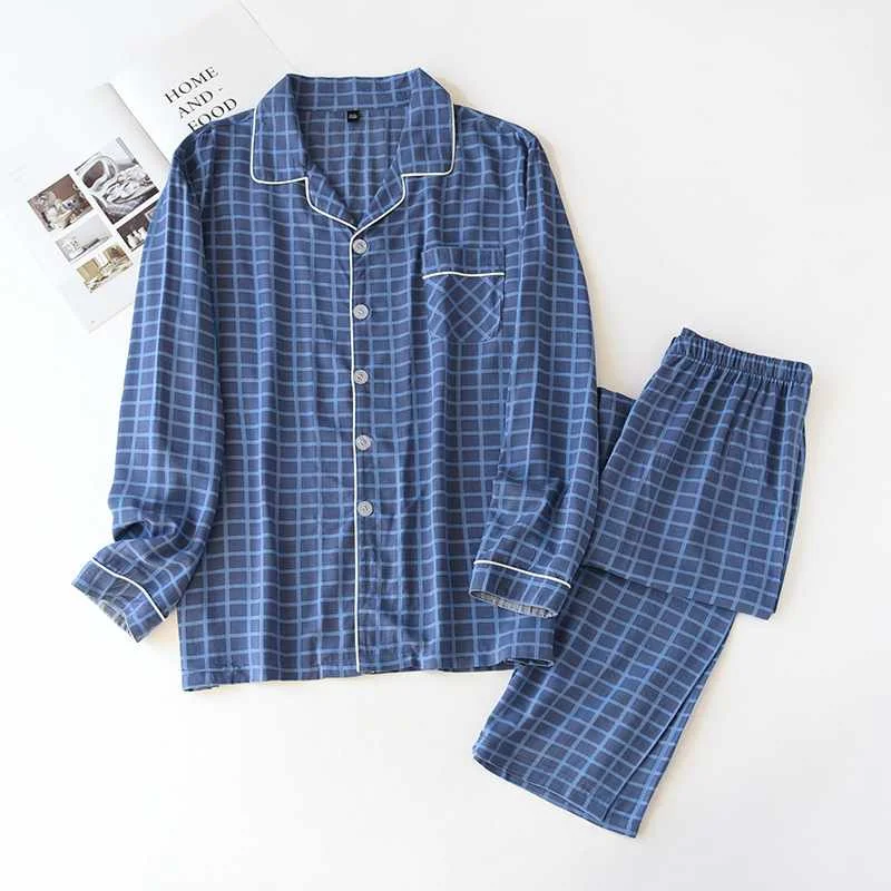 New spring and autumn men's 100% viscose sleepwear long-sleeved trousers summer thin cotton plaid home service two-piece suit me, Required
New spring and autumn men's 100% viscose sleepwear long-sleeved trousers summer thin cotton plaid home service two-piece suit me, Required