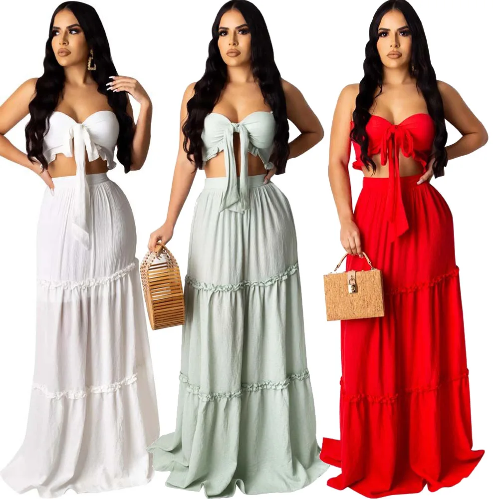 2021 summer cotton linen two piece sexy crop top matching maxi skirts set women clothing, As photo showed
2021 summer cotton linen two piece sexy crop top matching maxi skirts set women clothing, As photo showed
