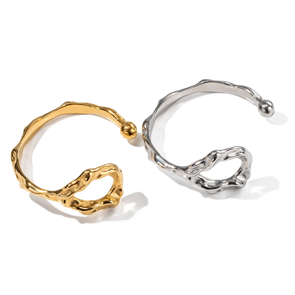 18K Gold And Silver Plated Lava Irregular opening Stainless Steel Bangles Unisex Style Bangles Jewelry Set
18K Gold And Silver Plated Lava Irregular opening Stainless Steel Bangles Unisex Style Bangles Jewelry Set