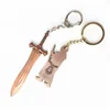 Wholesale Custom Antique Copper Plated 3D Metal Logo Key Chain Rings Sword Keychains for Promotional Gifts