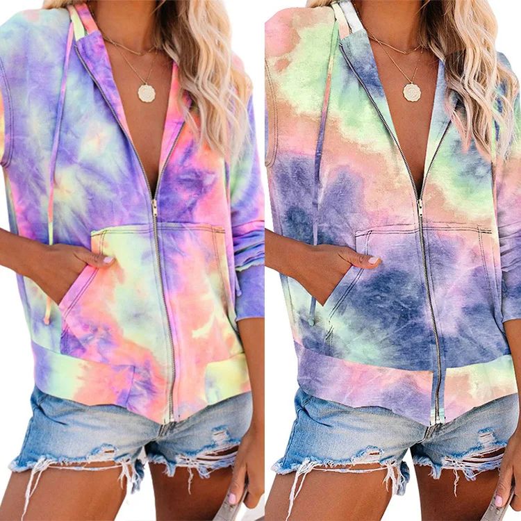 High Quality Custom Fall Purple Pocket Lounge Tie-Dye Zip Up Hoodie For Women, Shown
High Quality Custom Fall Purple Pocket Lounge Tie-Dye Zip Up Hoodie For Women, Shown
