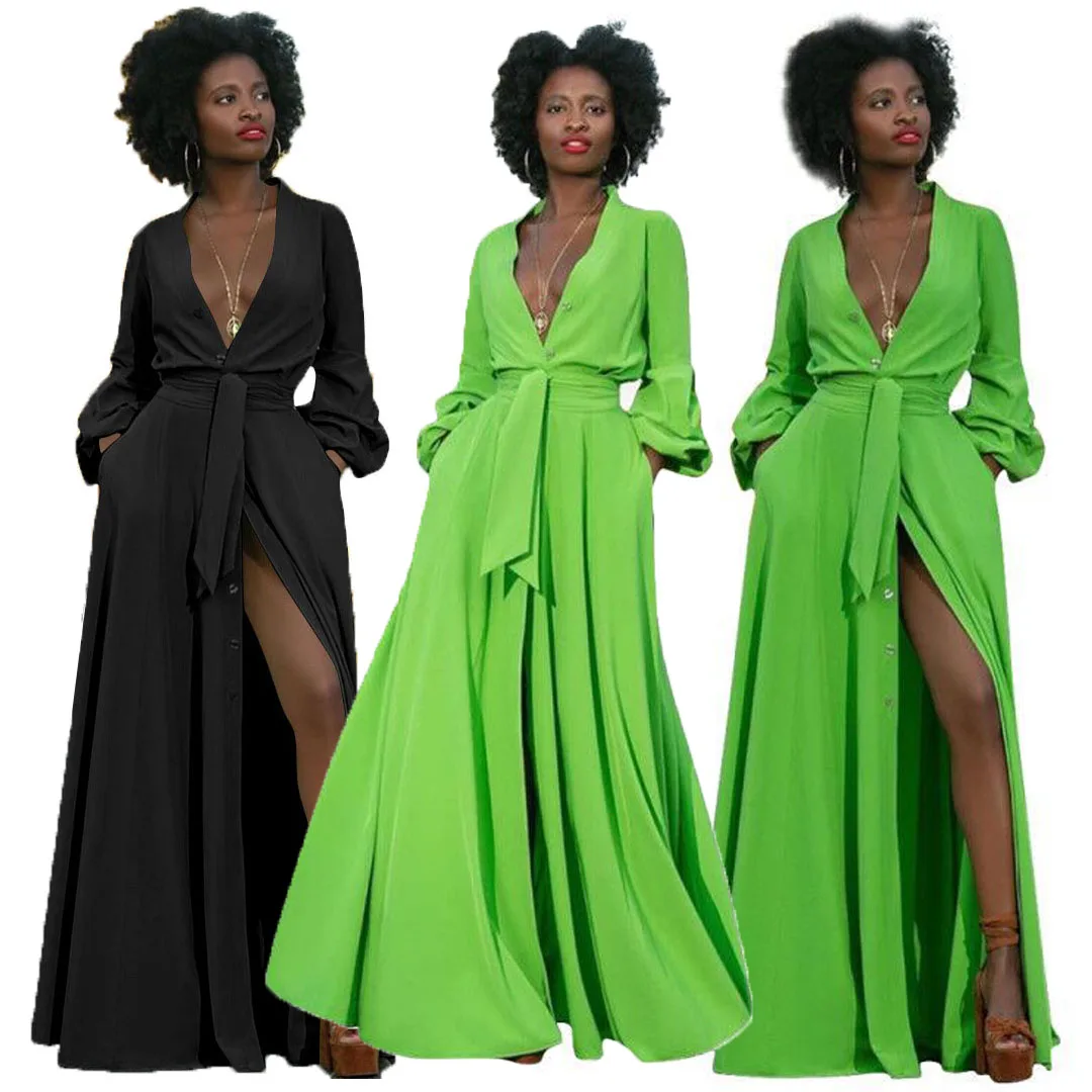 2021 best seller long bell sleeves deep v sexy casual plus size women maxi dresses with belt, As pictures showed
2021 best seller long bell sleeves deep v sexy casual plus size women maxi dresses with belt, As pictures showed