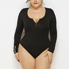 Amazon fall winter new ladies clothing plus size long sleeve zipper one piece sexy base shirt t shirt women