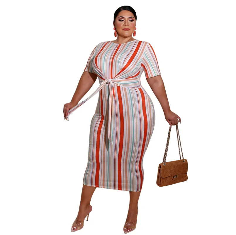 Newest Amazon More Popular Striped Print Bandage Casual Fashion Plus Size Fat Womens Dress, As pictures
Newest Amazon More Popular Striped Print Bandage Casual Fashion Plus Size Fat Womens Dress, As pictures